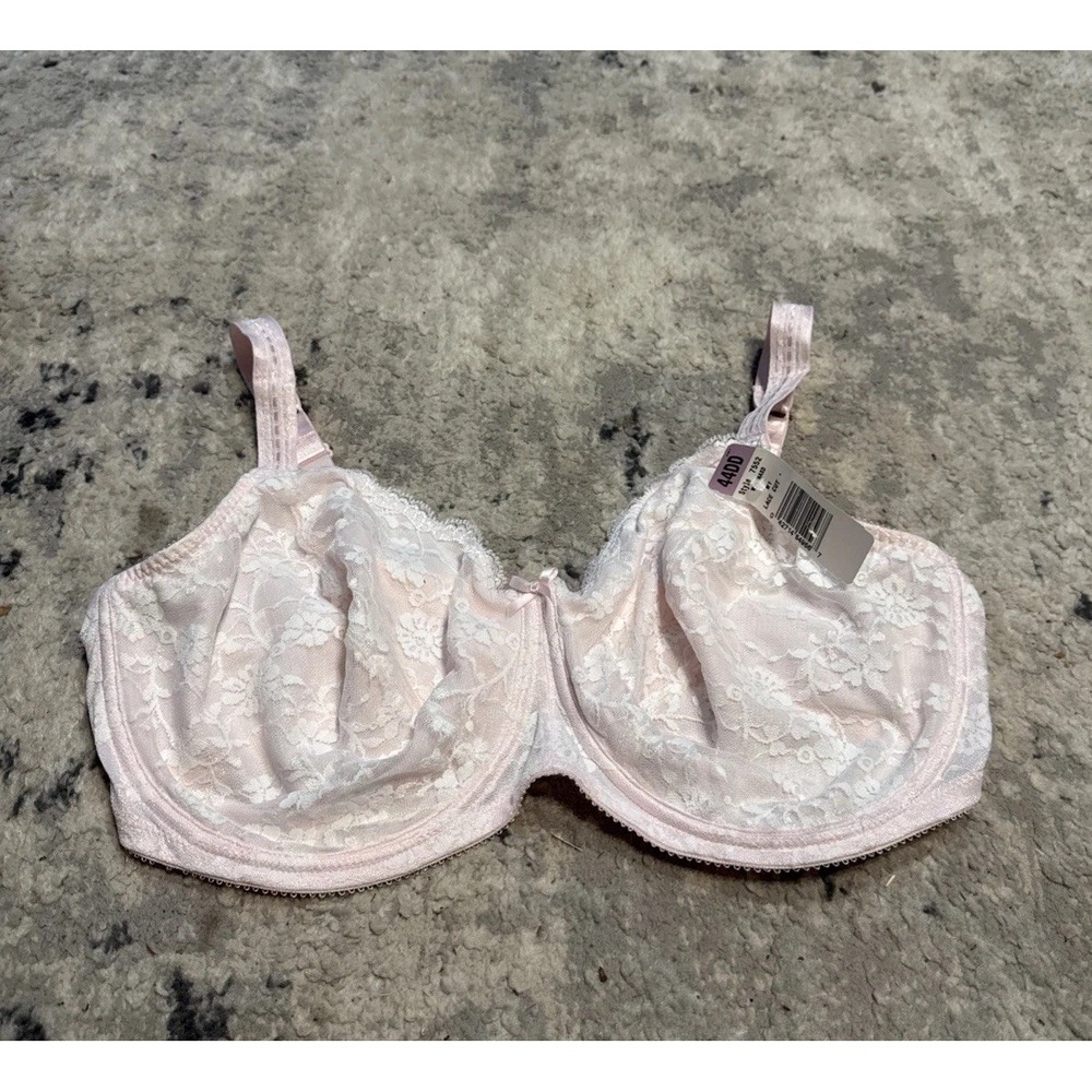 Playtex 7552 Lace Full Coverage Unlined Bra Underwire Womens 44DD  Pink